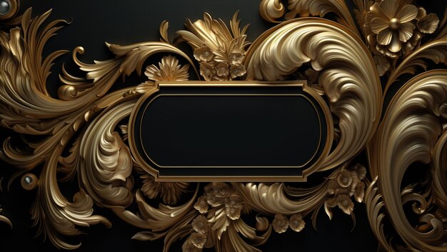 Cornice decorativa d'oro su nero