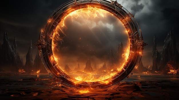 Cornice del cerchio di fuoco del portale infernale