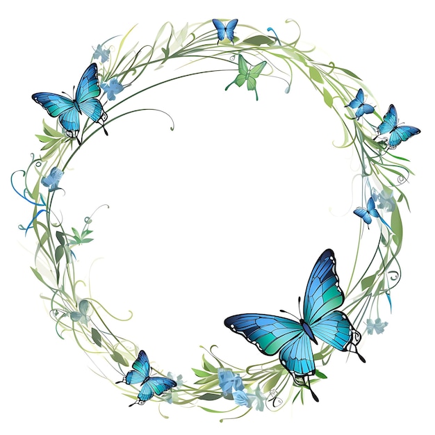 Cornice della Ninfa della Giungla Farfalla Progetta un'elegante cornice Specchio per bambini 2D Design piatto creativo Art