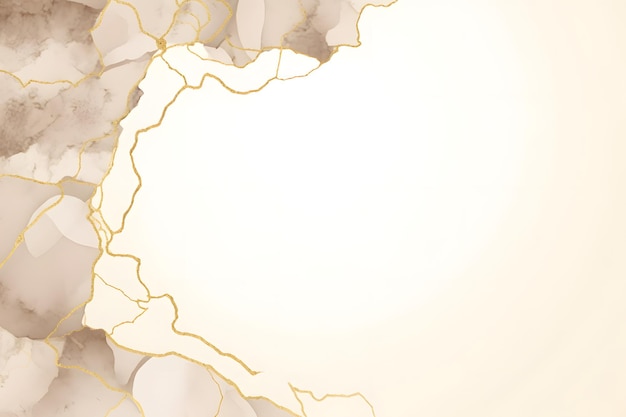 Cornice di design vettoriale geode di quarzo beige Elegante carta con texture marrone tortora Crepe dorate Arte Kintsugi