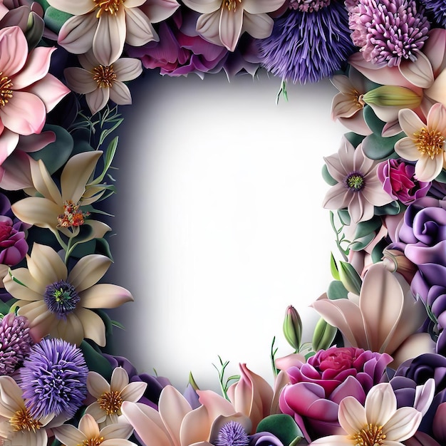 cornice di fiori arte digitale 3D