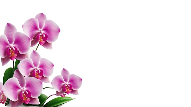Cornice di fiori rosa Orchidea copia spazio Carta da parati cartolina d'auguri Generato AI