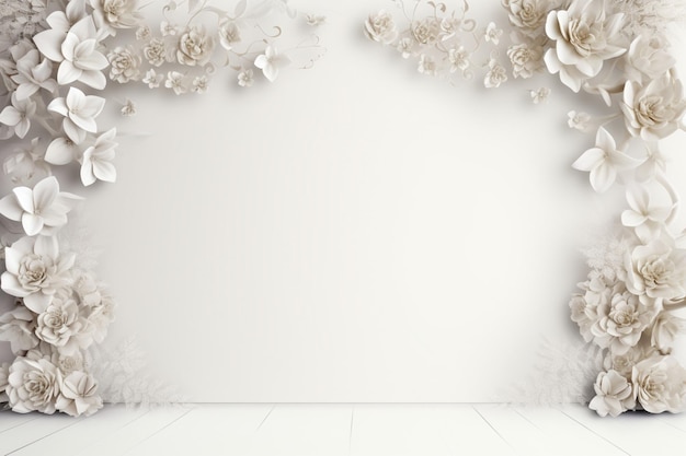 cornice di fiori su bianco con spazio di copia