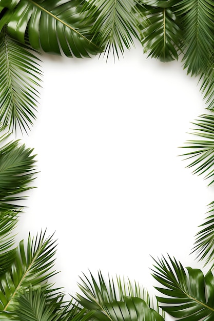 Cornice di foglie su sfondo bianco Professionale di alta qualità per le tue esigenze di post sui social media