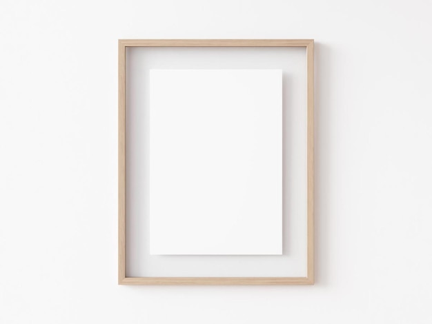 Cornice di legno chiaro rettangolare a orientamento verticale in bianco h