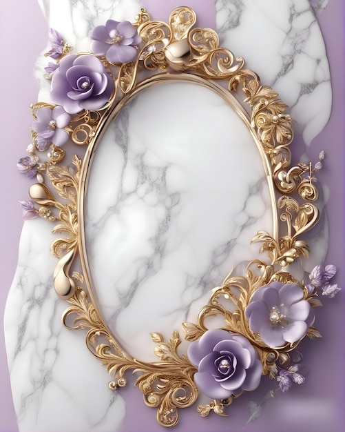 Cornice di lusso con fiore marmorizzato viola dorato
