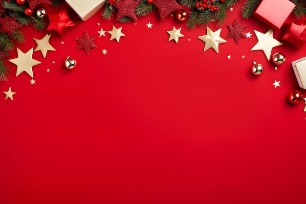 Cornice di Natale su sfondo rosso