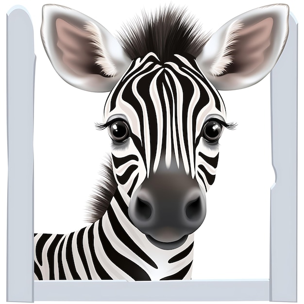 Cornice di puledro zebrato, una graziosa cornice a forma di puledro zebrato a strisce per bambini, design piatto creativo 2D