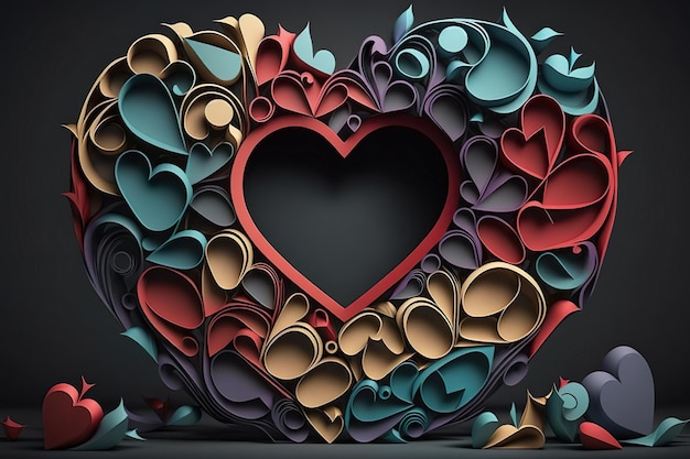 Cornice di San Valentino Carta regalo amore con cuori Copia spazio IA generativa