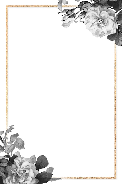 Cornice dorata con elementi di design a rosa nera