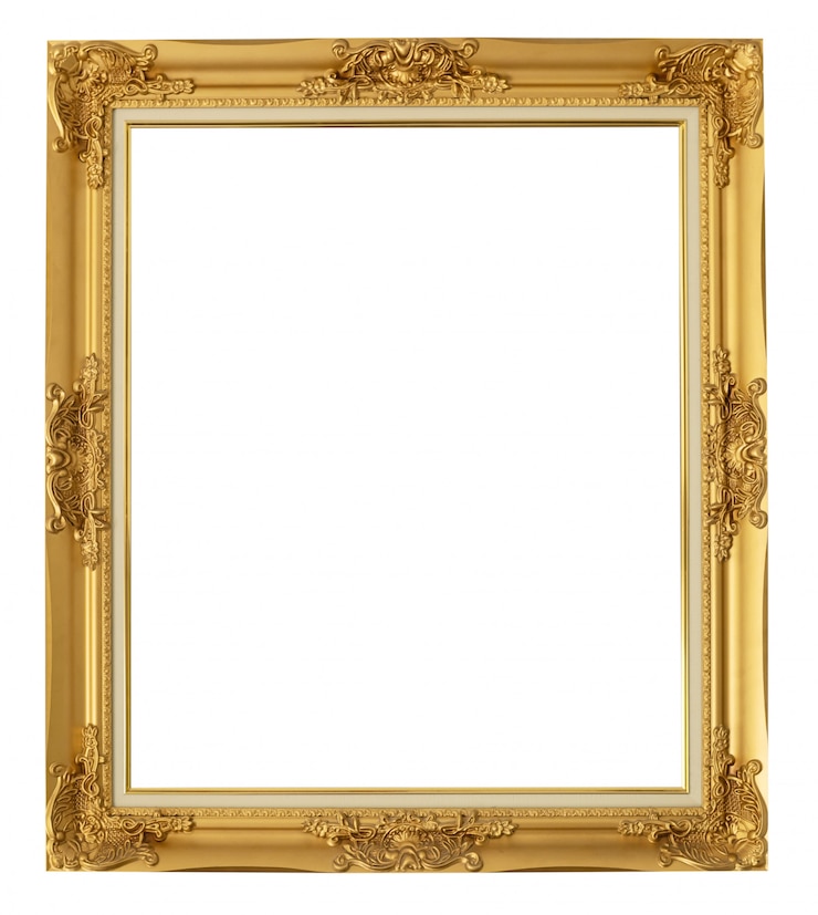 Foto cornice dorata con tracciato di ritaglio.