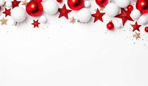 Cornice festiva di biglietti di Natale rossi con accenti di stelle luccicanti