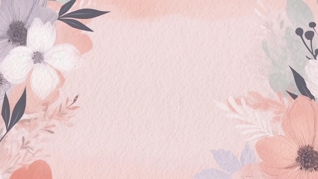 Cornice floreale disegnata a mano su uno sfondo rosa con un posto per il testo