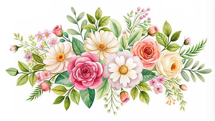 Cornice floreale senza cuciture ad acquerello con rose e foglie sullo sfondo