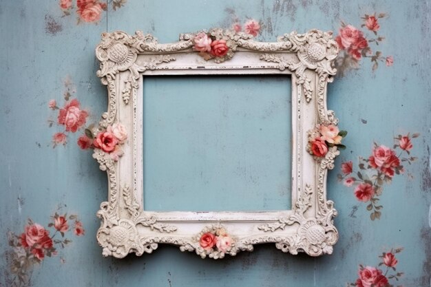 Cornice floreale vuota con spazio copia in stile Shabby Chic