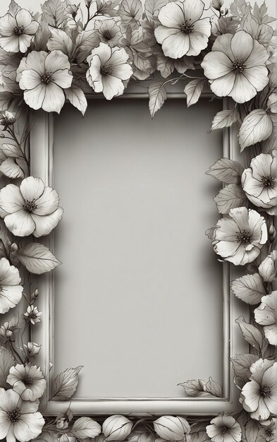 cornice floreale vuota su sfondo bianco