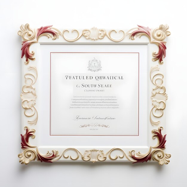 Cornice fotografica del certificato a sfondo bianco