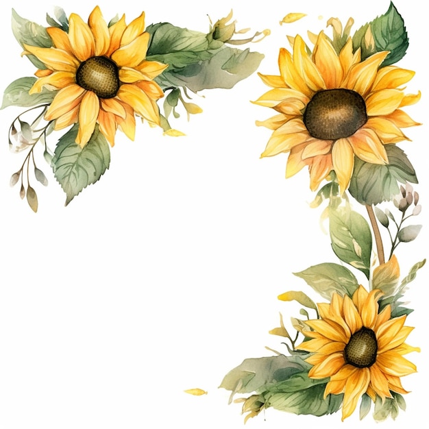 cornice girasole acquerello