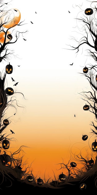 cornice halloween cornice in legno illustrazione halloween Ai generata ad alta risoluzione illustrazione Halloween su sfondo bianco