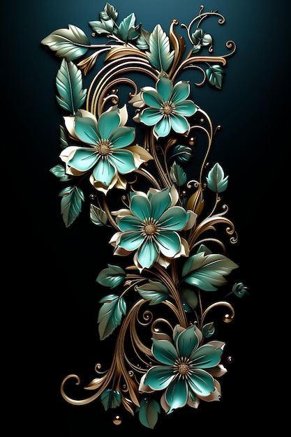 Cornice in metalli decorati eleganti con lussuosi gioielli di fascia alta resi in 3D per poster sociali