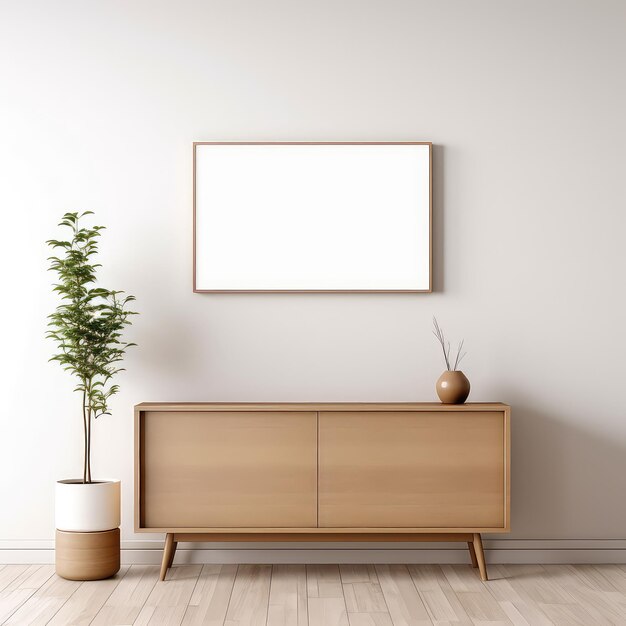 Cornice minimalista e console in legno con illuminazione Silhouette