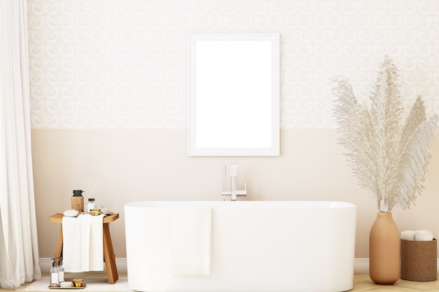 Cornice mockup bagno in stile boho