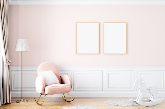 Cornice mockup ragazza rosa