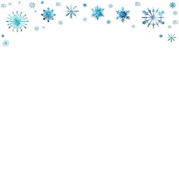 Cornice natalizia con fiocchi di neve Acquerello illustrazione invernale su sfondo bianco