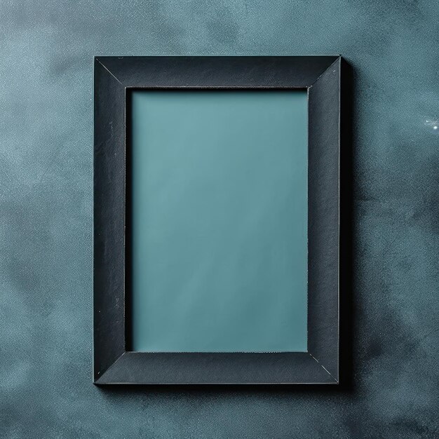 Cornice nera su una parete o uno sfondo di colore blu ardesia medio