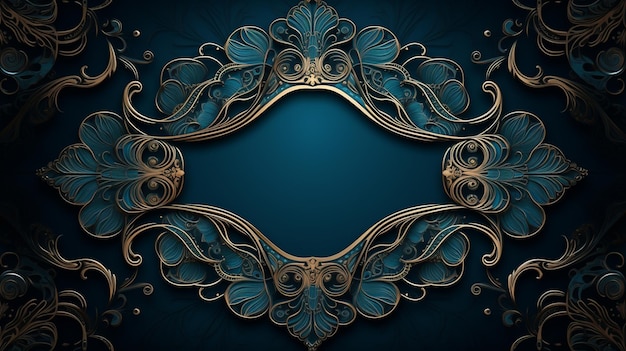 cornice ornamentale dorata e blu