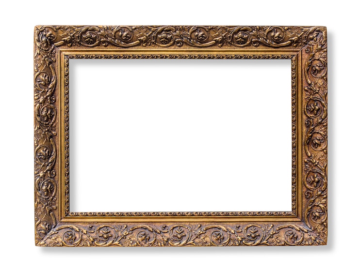 Cornice oro antico su sfondo bianco