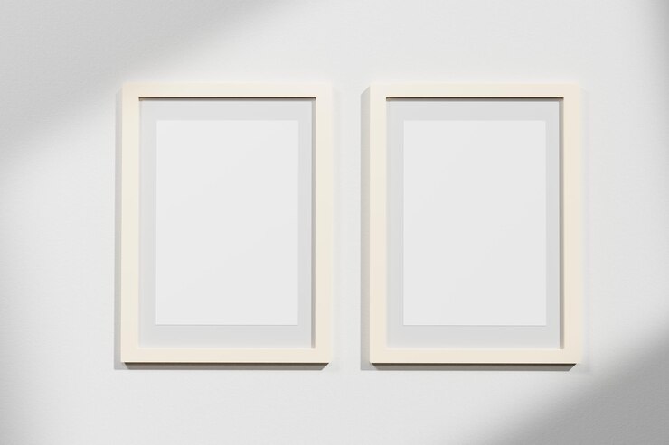 Cornice per foto di rendering 3d sul muro bianco per mockup