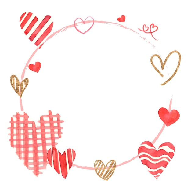 Cornice per il giorno di San Valentino png con cuori ad acquerello