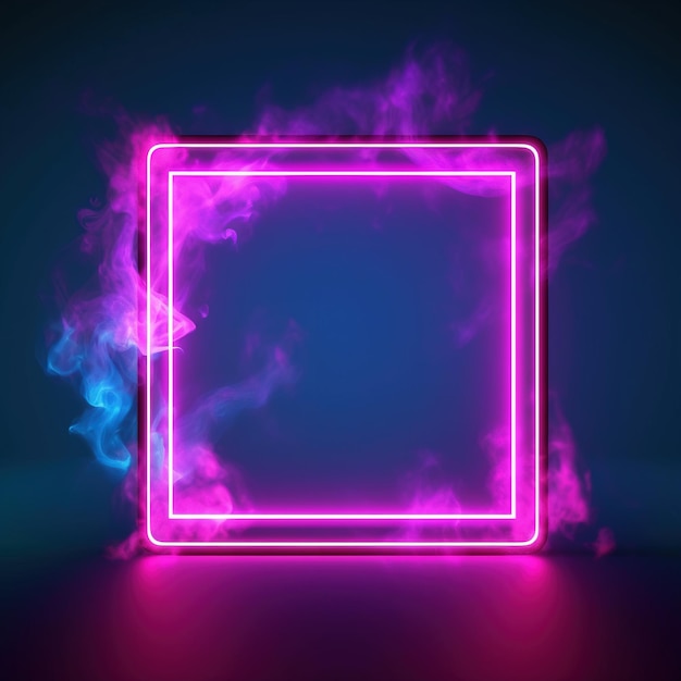 Cornice quadrata colorata con luci al neon Immagine generata ai di alta qualità su sfondo bianco