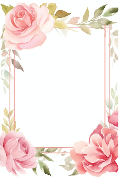 cornice quadrata sfumature minimaliste di colore rosa chiaro rose acquerello per eventi invito o