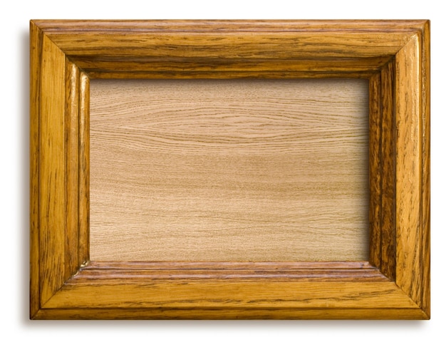 Cornice rettangolare in legno con sfondo bianco