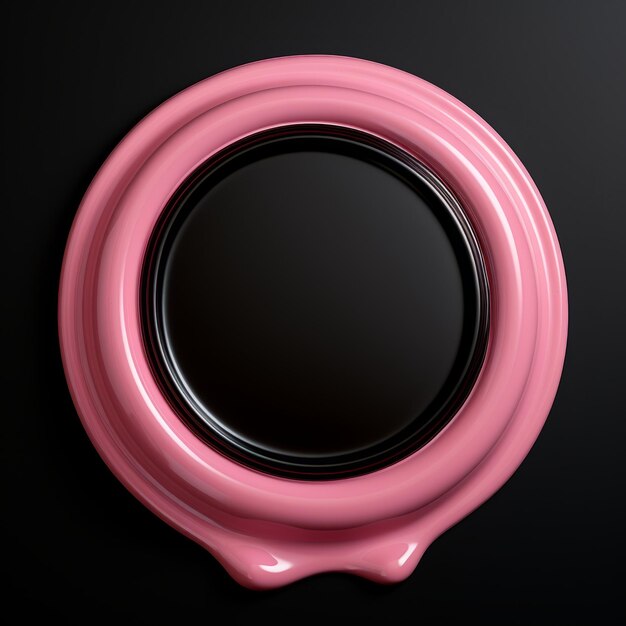 Cornice rotonda minimalista con melma rosa Anello minimalista con texture realistica Illustrazione digitale quadrata Cerchio vuoto generato da Ai su sfondo nero