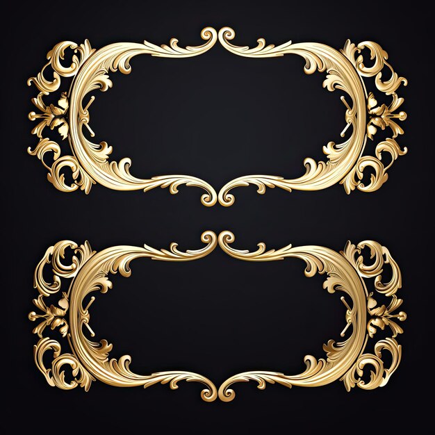 Cornice vintage di lusso in oro su sfondo nero Illustrazione vettoriale per il tuo design