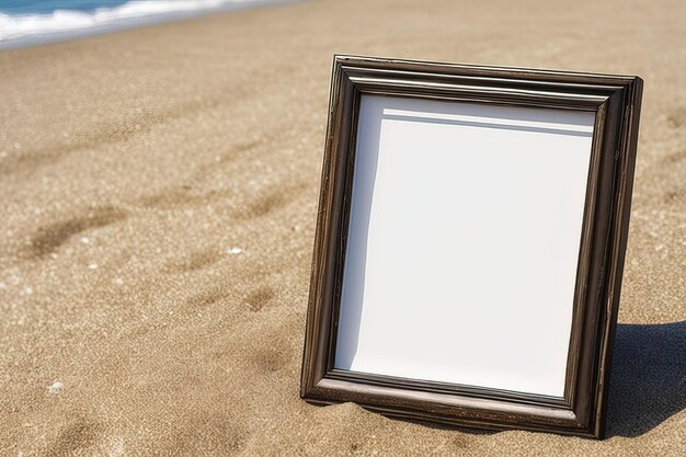 cornice vuota sulla spiaggia cornice vuota sulla spiaggia cornice sulla sabbia su una spiaggia con spazio di copia