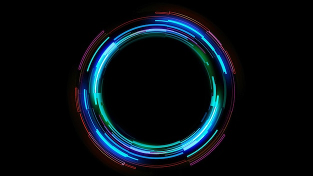 Cornici cerchio colorato incandescente impostato cerchio di tecnologia di sfondo