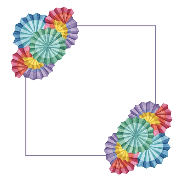 Cornici quadrate luminose con modello di fiori fiesta