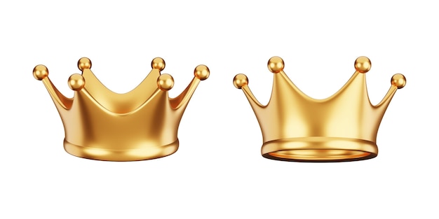 corona d'oro 3d su sfondo bianco