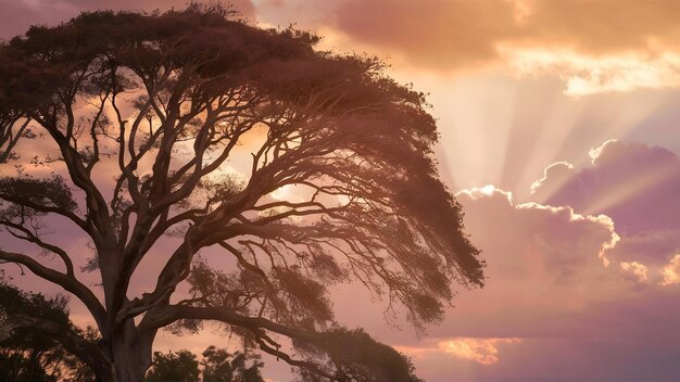 Corona di albero sullo sfondo del cielo