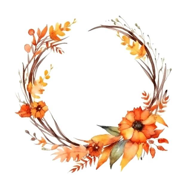Corona di autunno dell'acquerello su priorità bassa bianca