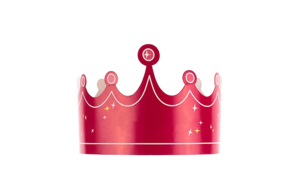 corona di carta rossa su sfondo bianco