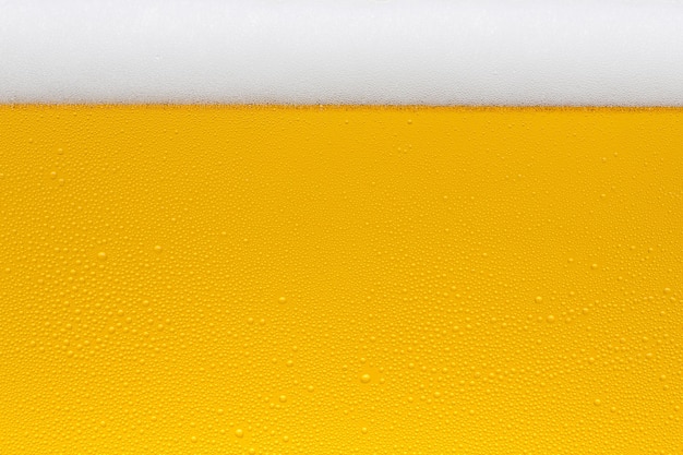 Corona di schiuma di birra con gocce dorate di condensa