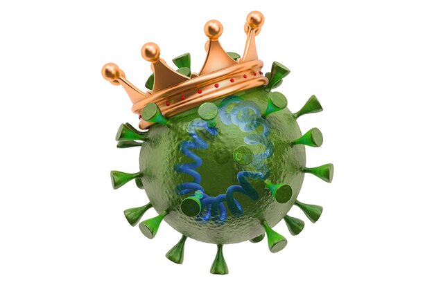 Coronavirus con rendering 3D della corona d'oro