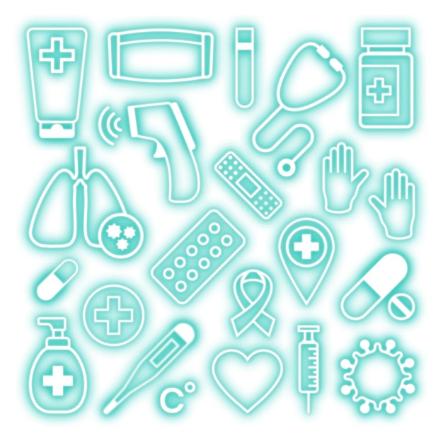 Coronavirus PPE neon sign set trasparente png