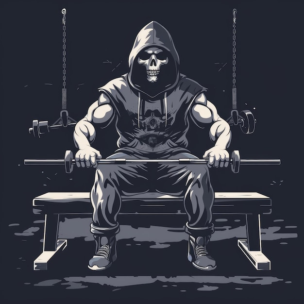 corpo forte cranio in cappuccino seduto su una panchina