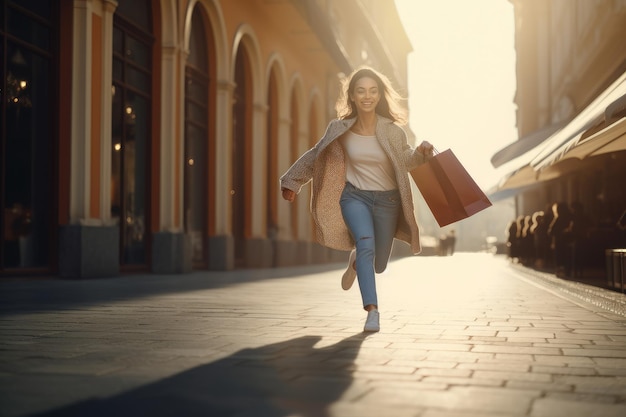 Corri donna a fare shopping Genera Ai